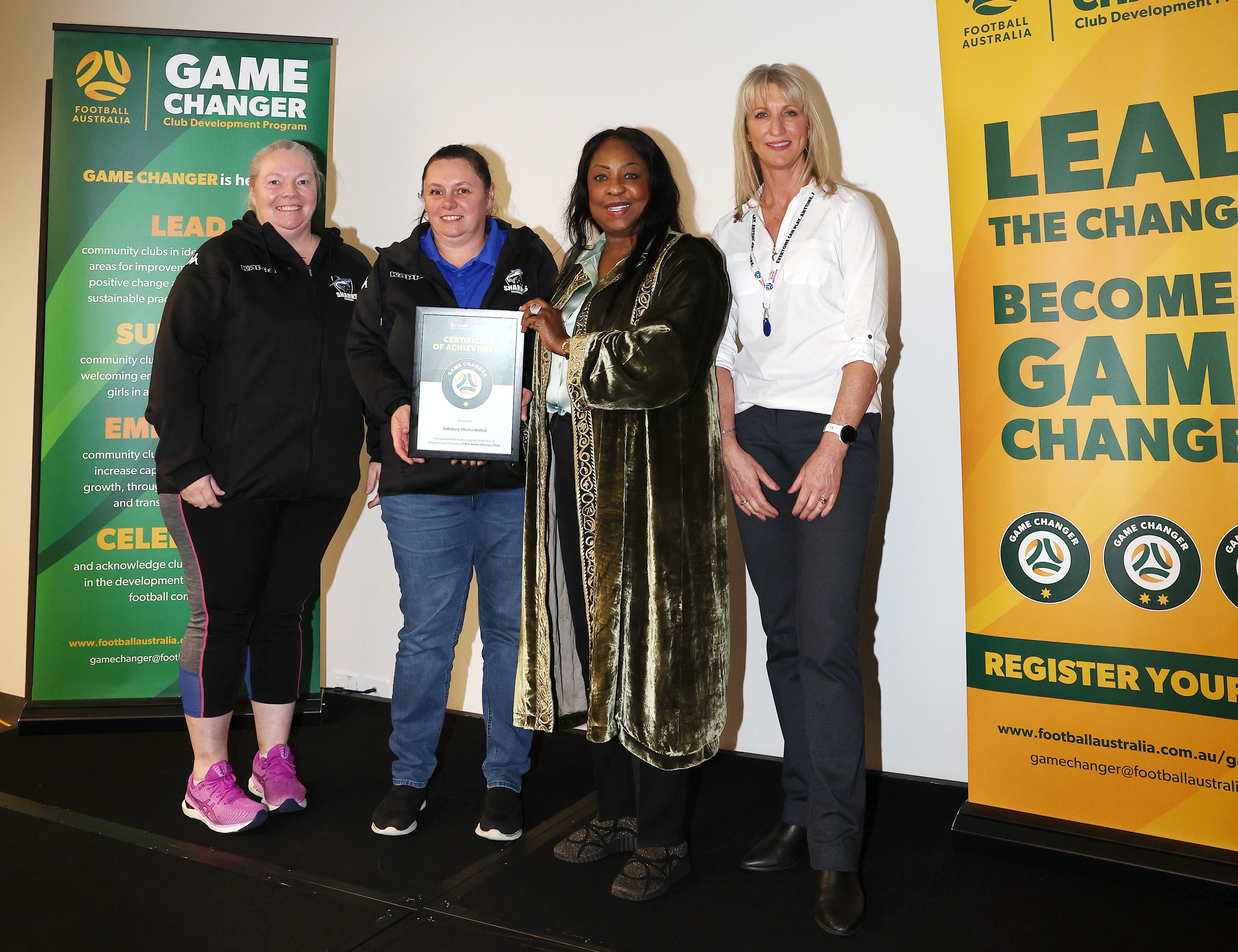 Kimberley Conte (R) with Secretary General of FIFA Fatma Samoura.