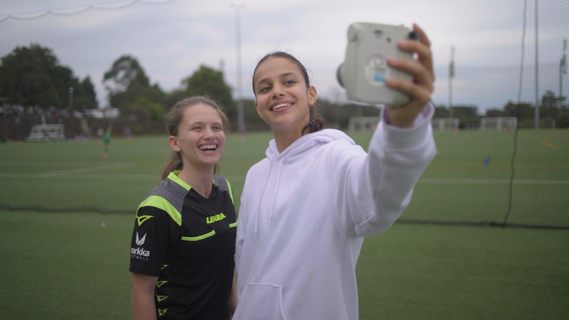 Talia Younis takes selfie with referee Chloe Gray