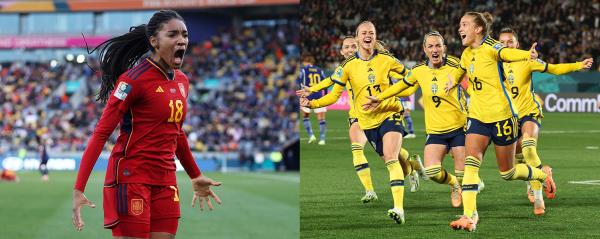 Spain and Sweden celebrate moving onto the Semi Final